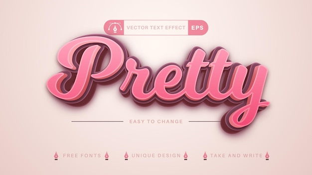 pretty - editable text effect, valentine font style, edit passion style