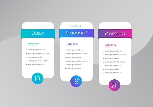 price list widget with payment plans for online services website template vector background
