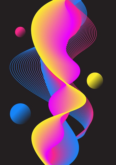 Print Colorful Gradient Wave Curves 3D Asset Element