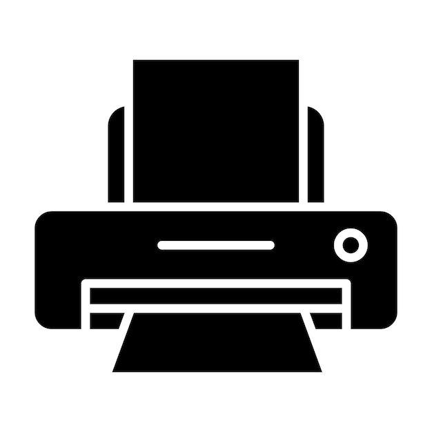 Printer Glyph Solid Black Illustration