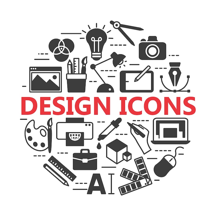 Vektör printing and graphic design icons