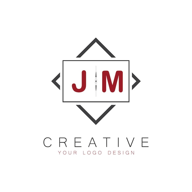 printjm initial monogram logo with creative square style design