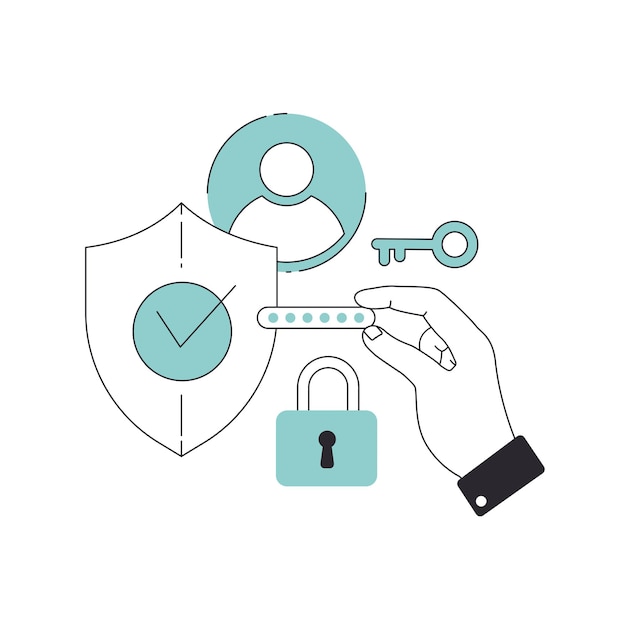 Privacy engineering simple line illustration concept