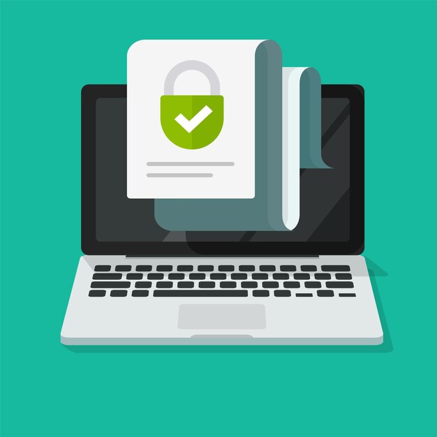Privacy policy secure document lock online icon or confidential locked digital file on computer