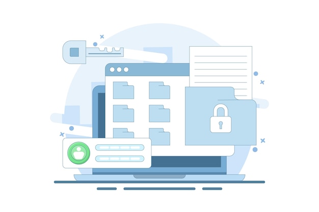 privacy protection concept using cyber security services to protect documents and personal data