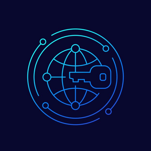 Private key for network line vector icon