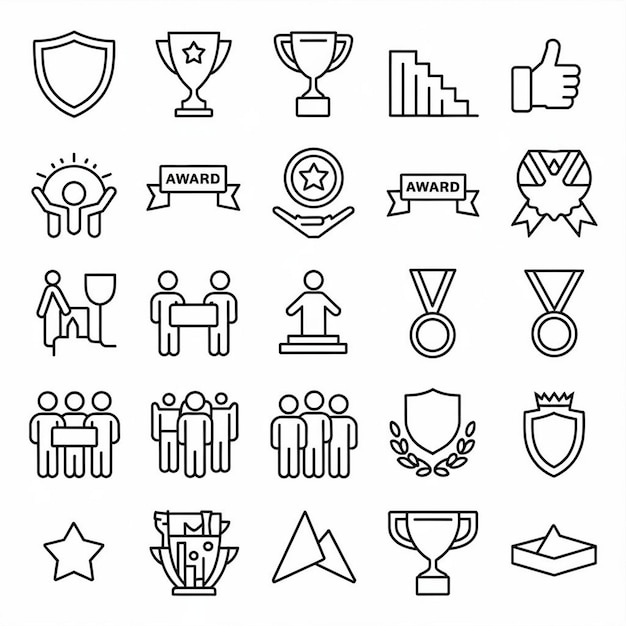 Prize award icon set vector