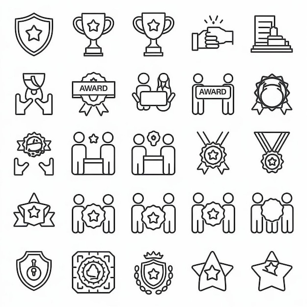Prize award icon set vector