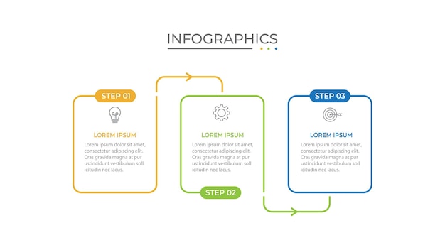 Process business infographic thin line with square template design with icons and 3 options