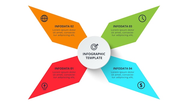 Process chart Elements of graph diagram with 4 steps options parts or processes