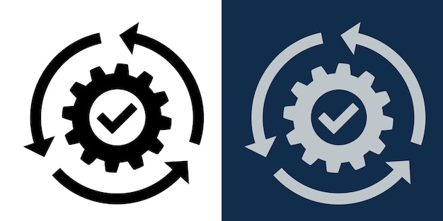 Process Optimization Gear with Recycle Arrows and Check Mark Icon Automation Efficiency Loop Symbol for Workflow and Quality Assurance