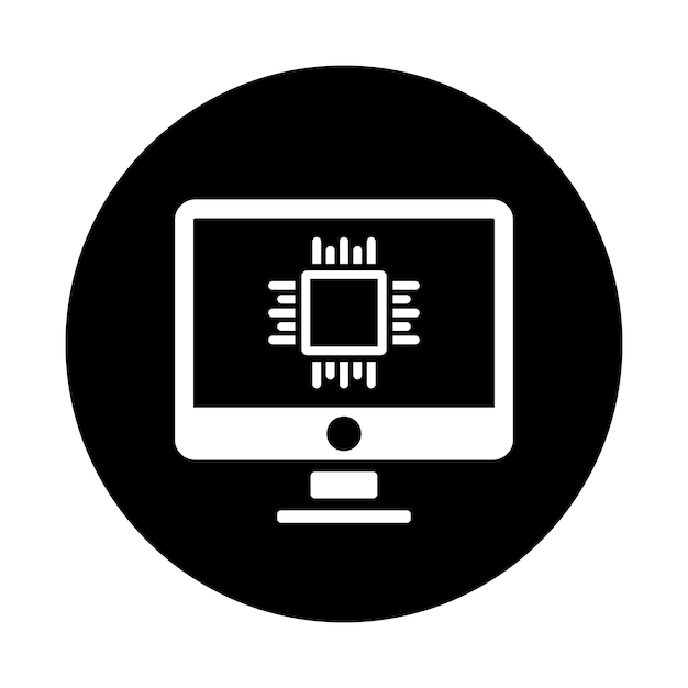 Processor cpu desktop icon Black vector graphics