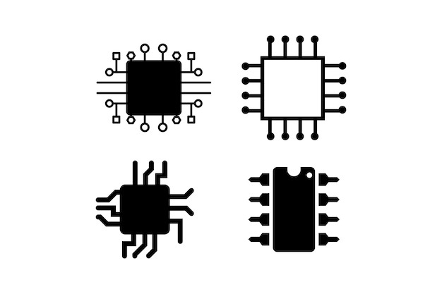 Processor icon logo design template isolated illustration