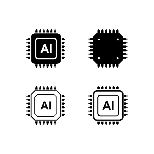 Processor logo icon vector flat design template