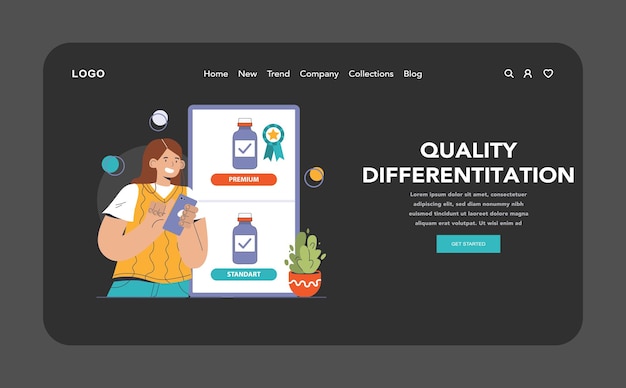 Product differentiation web or landing dark or night mode product competitive advantages price and