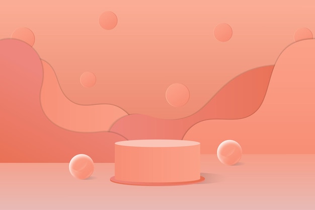 product display background 3d rendering podium platform pastel with papercut backdrop