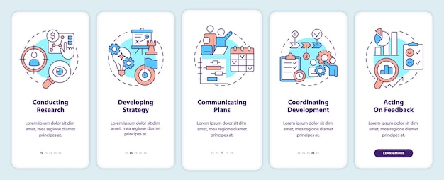 Product management onboarding mobile app screen