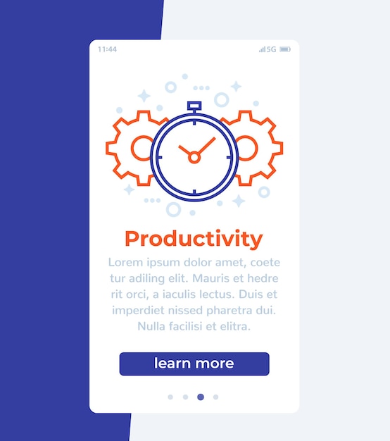 Productivity mobile banner with line icon