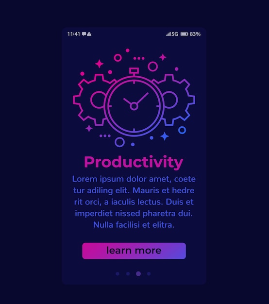 Productivity mobile banner with line icon