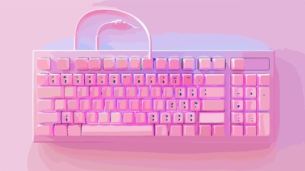 Professional 3D Rendering of Computer Keyboard with Cable