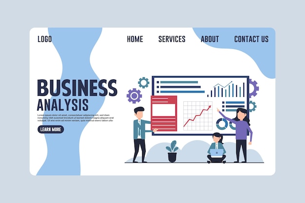 Professional Business Analysis Landing Page Design Concept Illustration