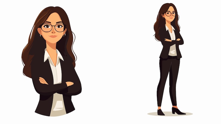 Professional Businesswomen Avatar Cartoon Vector Illustration for Marketing Materials and Business