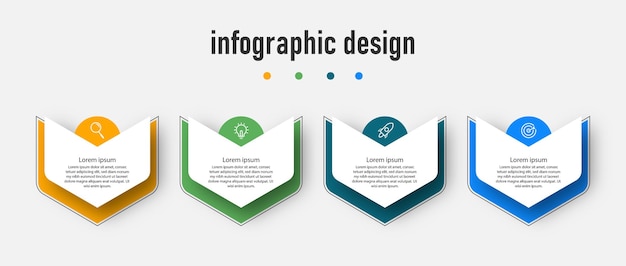 Professional elegant presentation business infographic template with 4 step Premium Vector