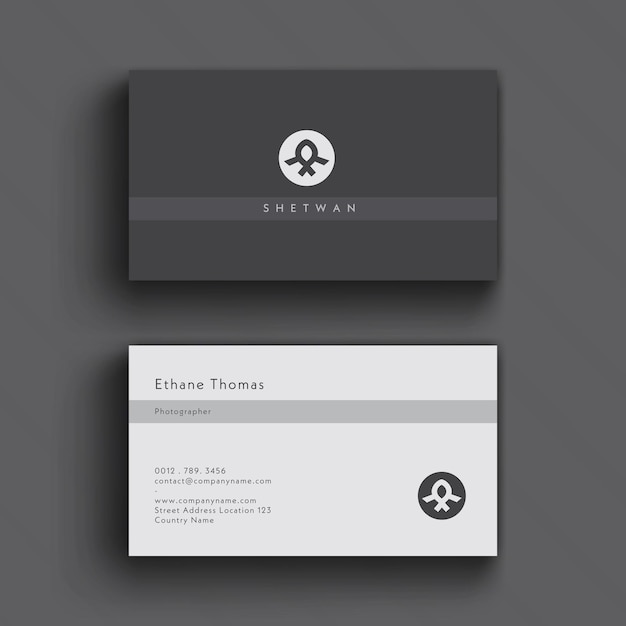professional minimal black and white business card template premium vector
