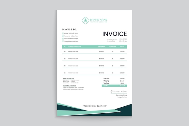 Professional Modern Corporate invoice Design template
