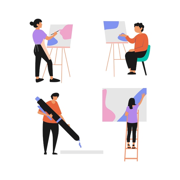 professional painter vector illustration set design