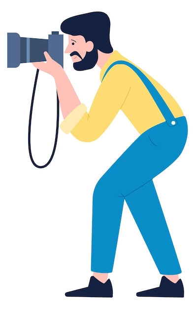 Professional photographer character Man shooting Person make photo