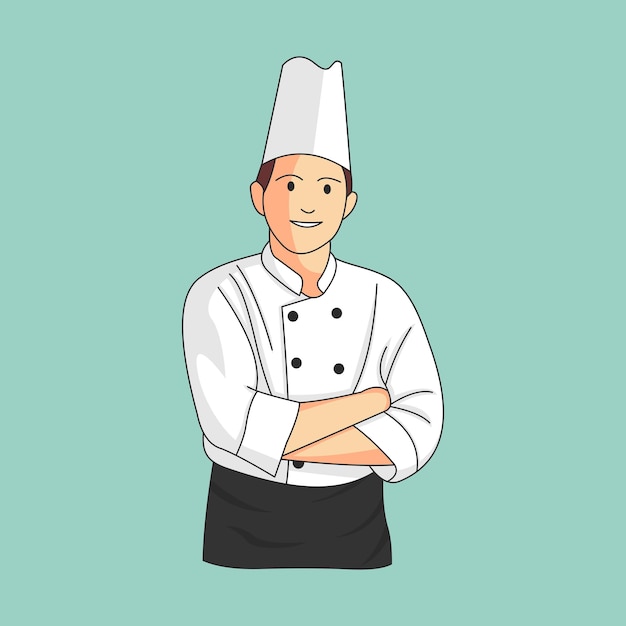 Professional restaurant chef character illustration