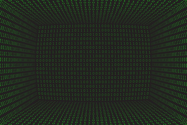 Program datum 3d background Green programming binary coding Matrix hacker vector