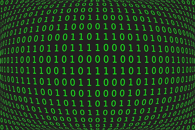 Programdatum baggrund Grøn programmering binær kodning med fiskeøje Matrix vektor illustration