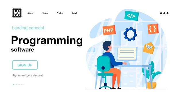 Programlama yazılımı açılış sayfası şablonu