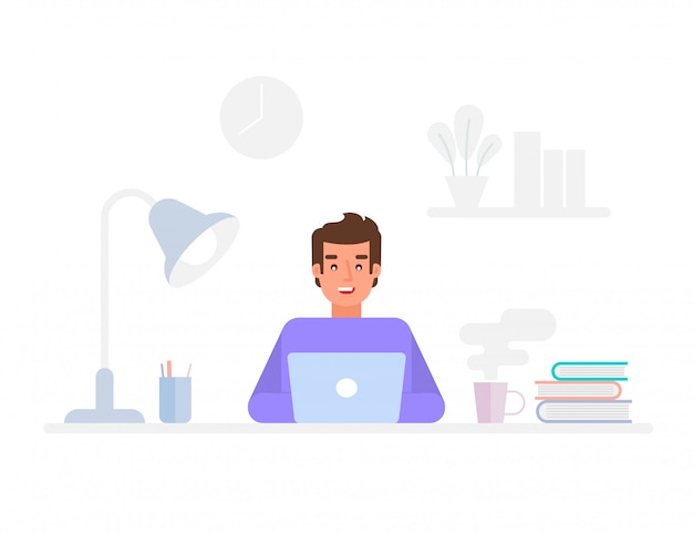 Programmer or web engineer at work. Programmer programming web site landing page template.