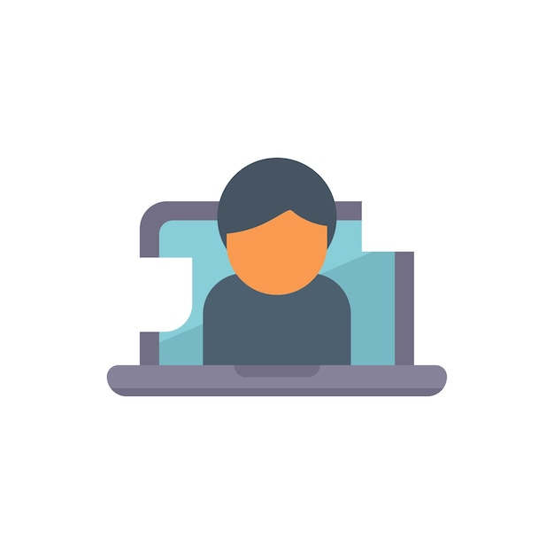 Programmer working remotely from home on laptop computer icon
