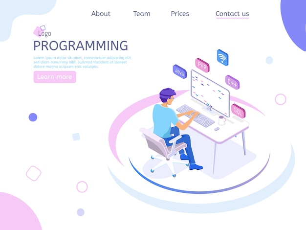 Programmerer isometrisk landingsside