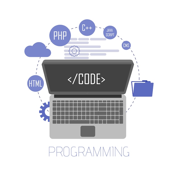 Programmering och kodning, illustration av webbplatsutveckling