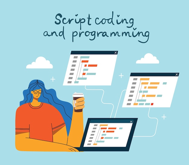 Programmering og kodningsillustration