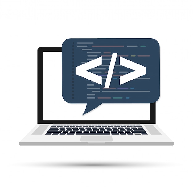 Programmering, webudviklingskoncept. Kode på skærmen laptop
