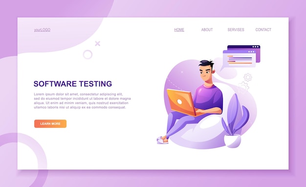 Programmeringskoncept web Coder på arbejde vektor billeder. Udvikler programmering af websted landing page