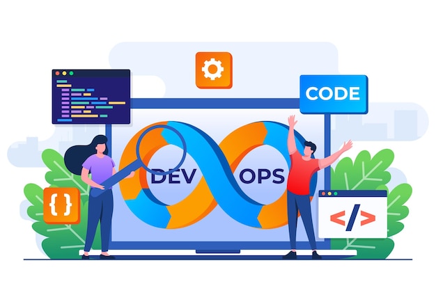 Programmers practice of development and software operations DevOps concept