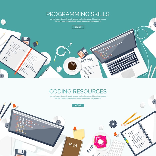 Programming and coding flat computing background code hardware software web development seo search