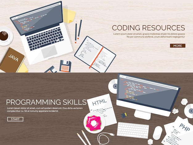 Programming and coding flat computing background code hardware software web development seo search