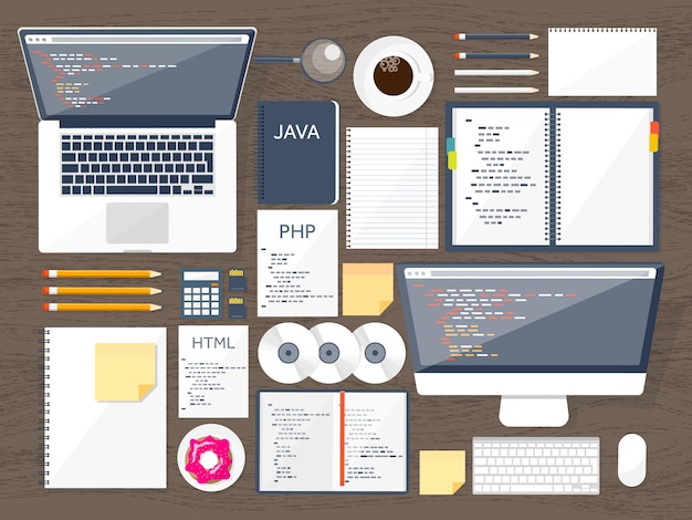 Programming coding flat computing background code hardware software web development search engine