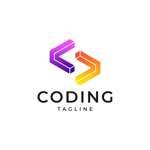 programming coding gradient colorful logo design