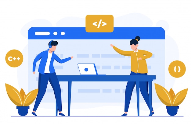 programming concept illustration for landing page template