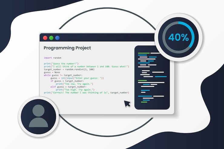 Vektör programming concept with python language vector illustration