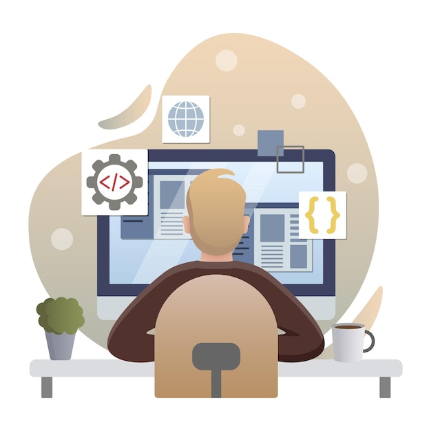 Programming isolated flat style colored illustration cloud